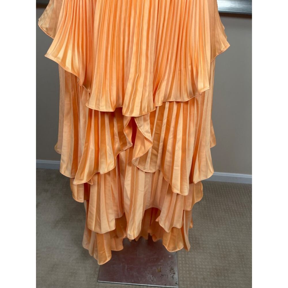 AMUR Janey Strapless Tiered Ruffle Orange Maxi Dress Size 4 - Picture 6 of 10